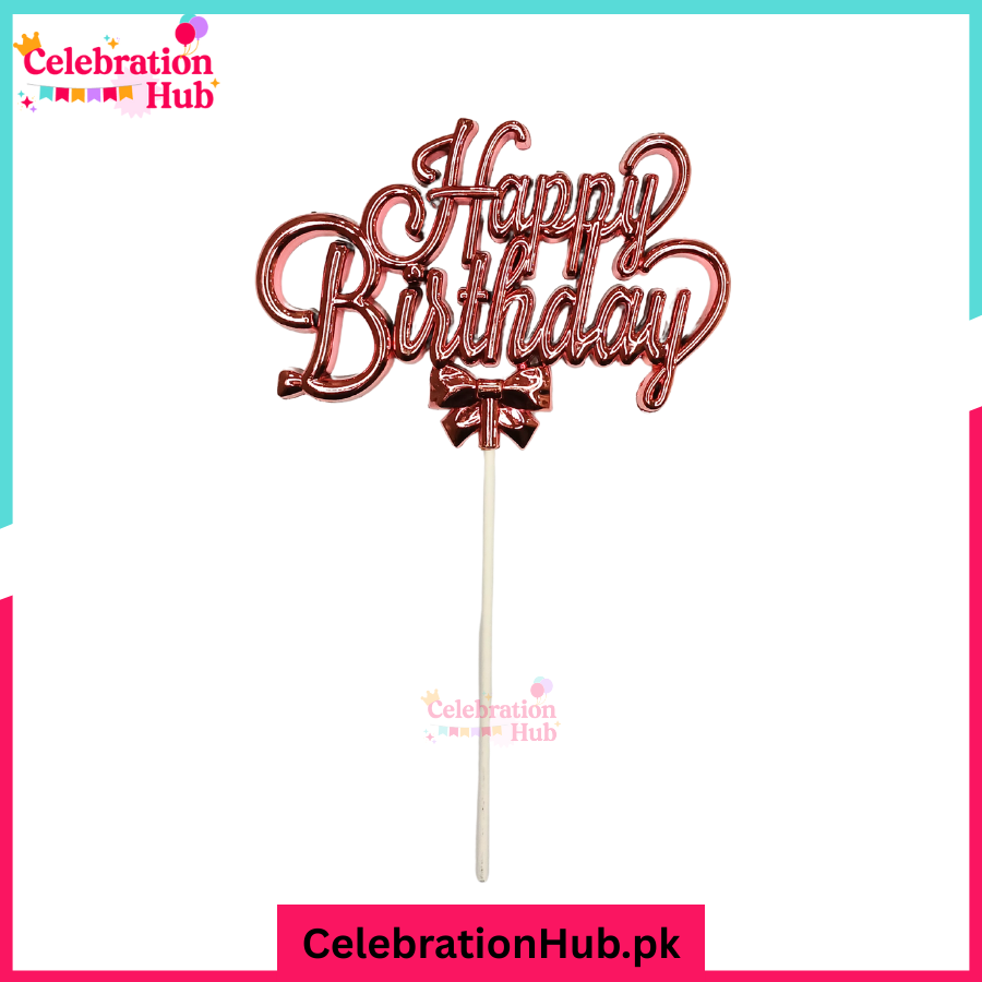 Happy Birthday Cake Topper – Elegant Party Cake Decoration