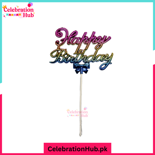 Happy Birthday Cake Topper – Elegant Party Cake Decoration