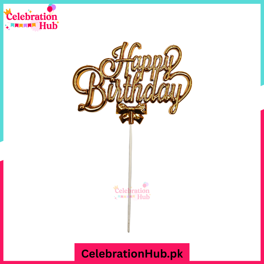 Happy Birthday Cake Topper – Elegant Party Cake Decoration