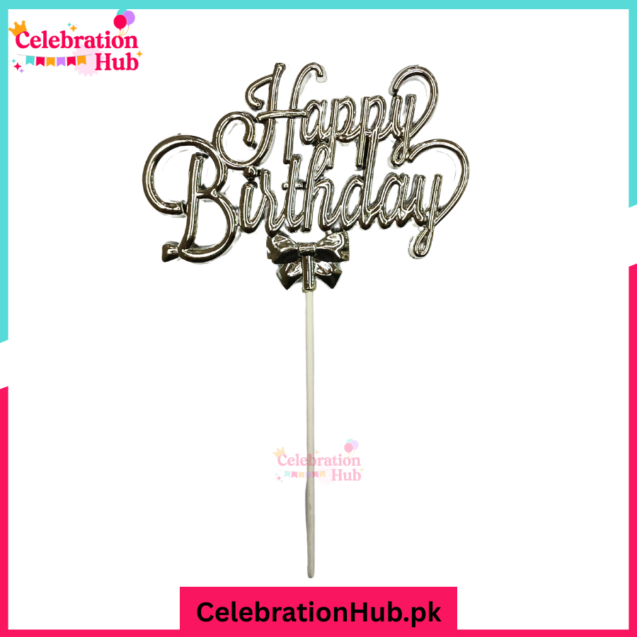 Happy Birthday Cake Topper – Elegant Party Cake Decoration
