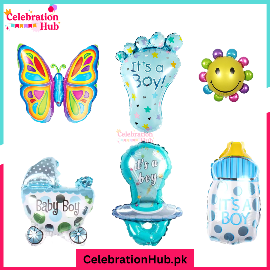 Baby Boy Foil Balloon Set – 17-Piece Blue Themed Decorations for Baby Shower & Gender Reveal