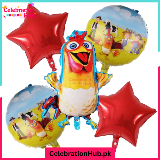 Farm Animal Chicken Foil Balloon Set – 5 Pcs Party Decoration