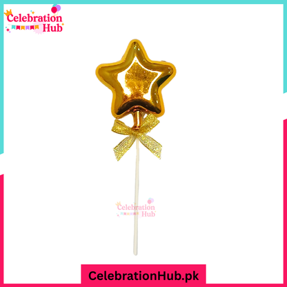Golden Crown, Heart & Star Cake Toppers – Elegant Party Decorations for Cakes & Cupcakes