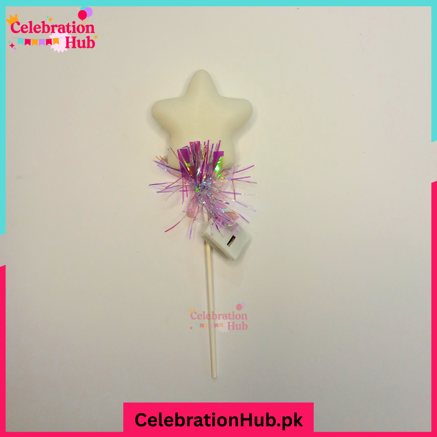 LED Heart and Star Cake Topper with Iridescent Sparkle – Light-Up Party Decoration