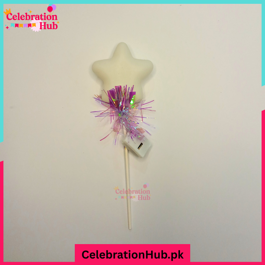 LED Heart and Star Cake Topper with Iridescent Sparkle – Light-Up Party Decoration