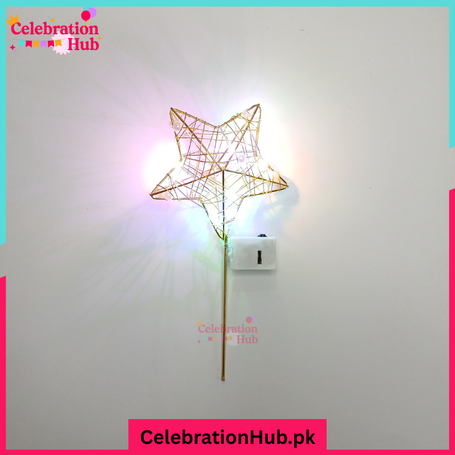 Golden Star Wire Cake Topper with LED Lights - Perfect for Celebrations