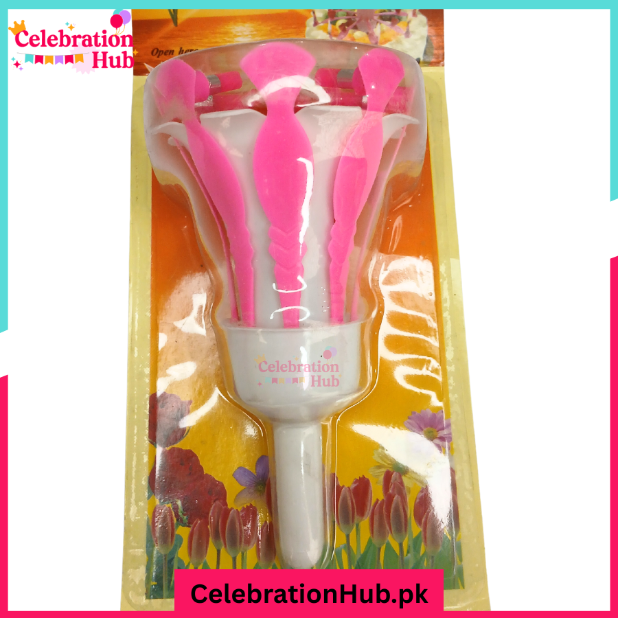 Pink Flower Musical Birthday Candle – Singing Cake Topper
