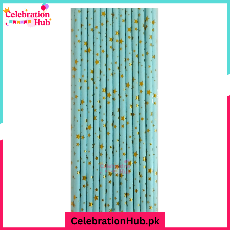 Pack of 10 Decorative Straws - Available in Black, Red, Pink, and Blue