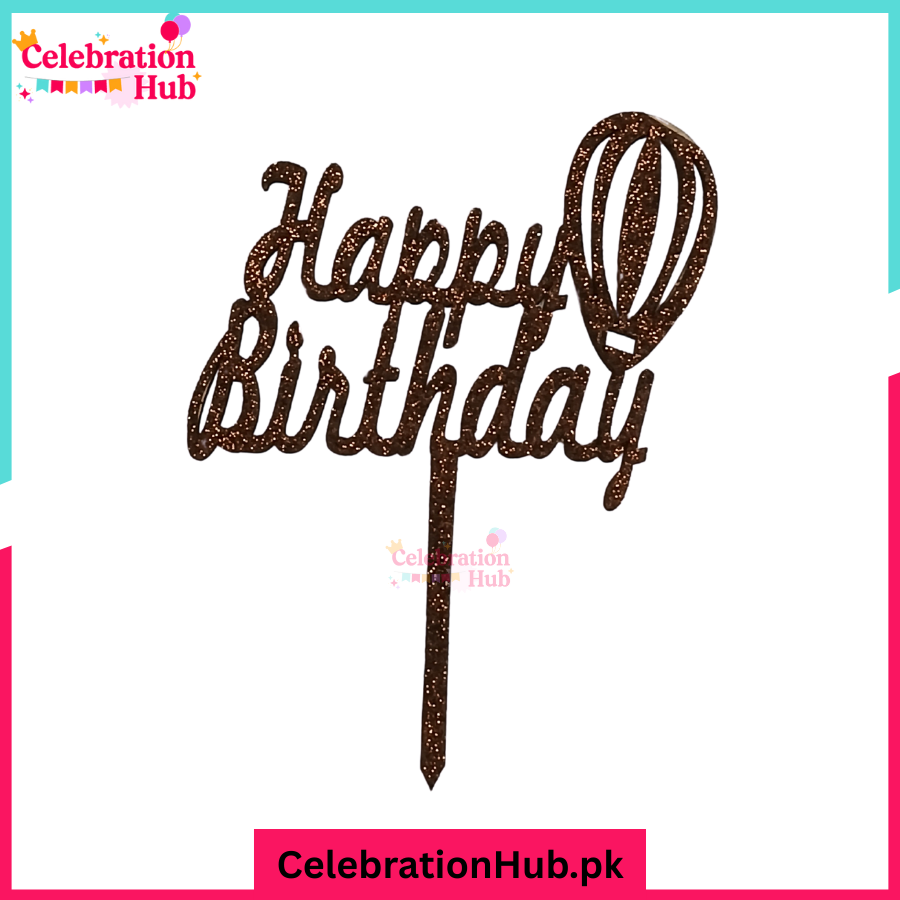 Happy Birthday Glitter Cake Topper – Party Decoration - D4
