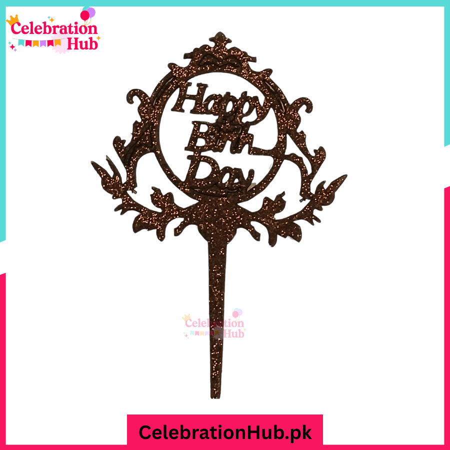 Happy Birthday Glitter Cake Topper – Party Decoration - D6