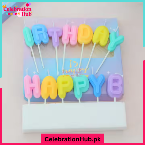 Macron / Pastel Multi Color Happy Birthday Letter Candle for Birthday Cake and Celebration - Pack of 13 Letter Candle that Spells "Happy Birthday"