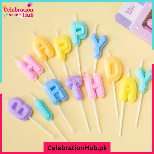 Macron / Pastel Multi Color Happy Birthday Letter Candle for Birthday Cake and Celebration - Pack of 13 Letter Candle that Spells "Happy Birthday"