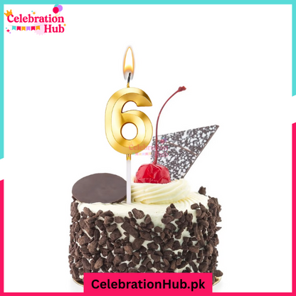 3D Number Candles Golden for Birthday, Anniversary Cake Decoration and Celebration
