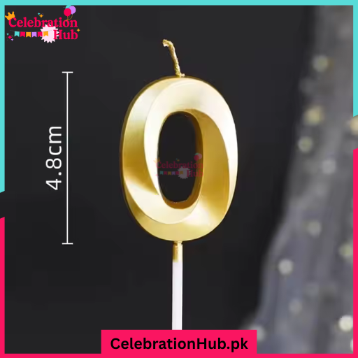 3D Number Candles Golden for Birthday, Anniversary Cake Decoration and Celebration