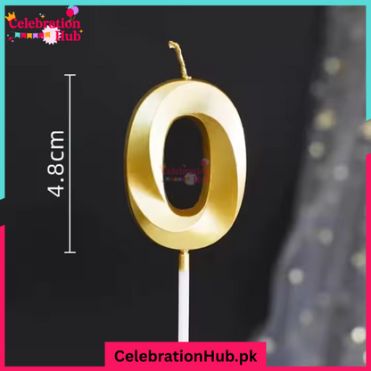 3D Number Candles Golden for Birthday, Anniversary Cake Decoration and Celebration