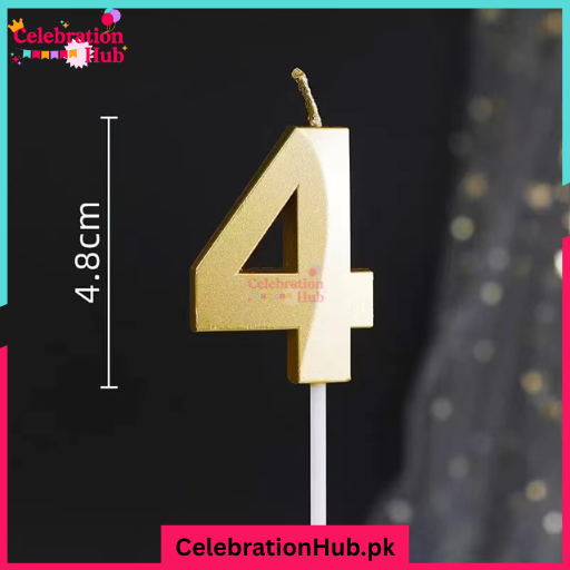 3D Number Candles Golden for Birthday, Anniversary Cake Decoration and Celebration