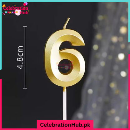 3D Number Candles Golden for Birthday, Anniversary Cake Decoration and Celebration