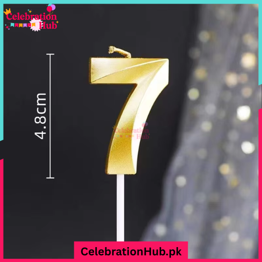 3D Number Candles Golden for Birthday, Anniversary Cake Decoration and Celebration