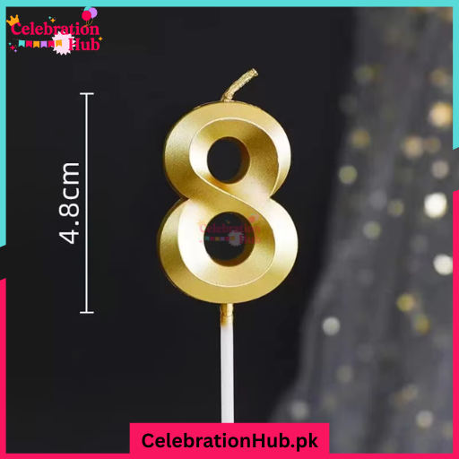 3D Number Candles Golden for Birthday, Anniversary Cake Decoration and Celebration