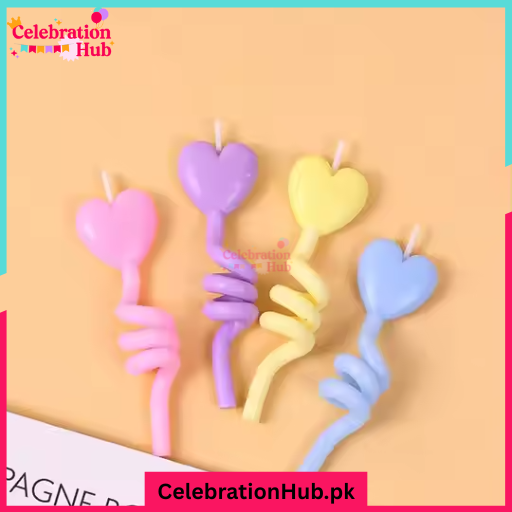 Unique Pastel Heart-Shaped Design Spiral Candles Pack of 4