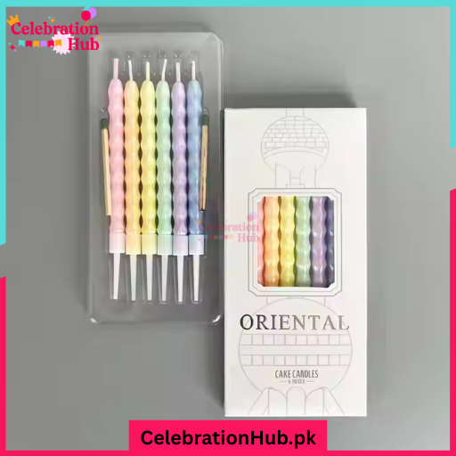 Pastel Spiral Cake Candles - 11cm | Set of 6 Elegant Birthday Candles