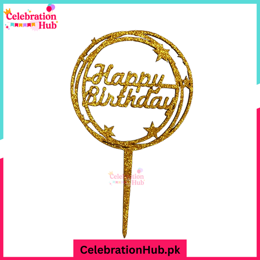 Happy Birthday Glitter Cake Topper – Party Decoration - D5