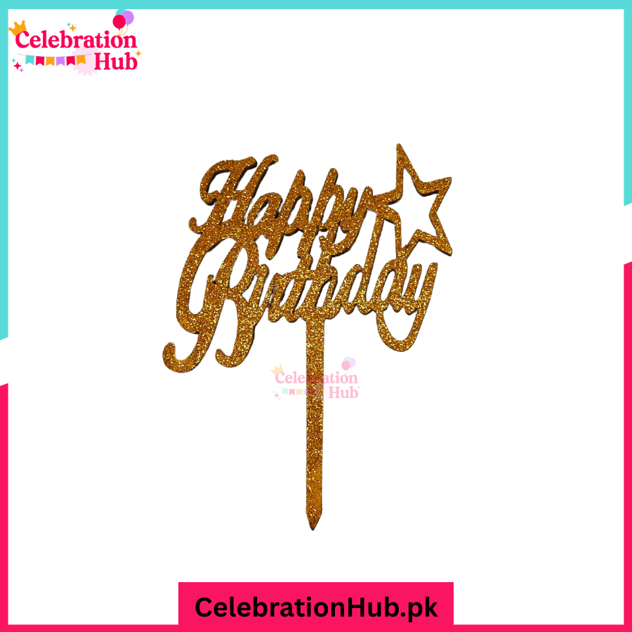 Happy Birthday Glitter Cake Topper – Party Decoration - D1