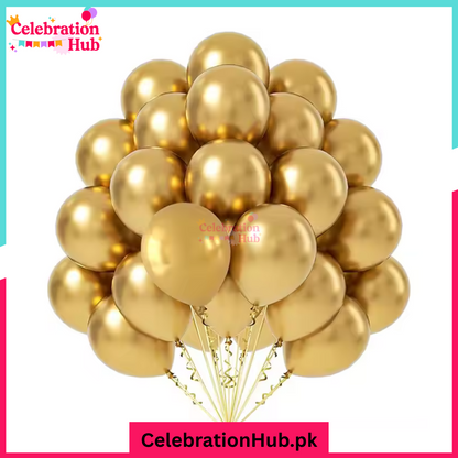 Chrome Metallic Balloons 10" – Assorted Shiny Latex Balloons for Birthday, Wedding & Party Decoration - Pack of 10 and 25