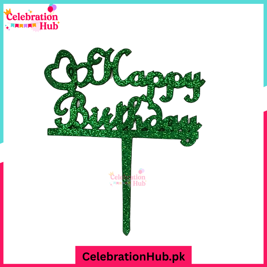 Happy Birthday Glitter Cake Topper – Party Decoration - D6
