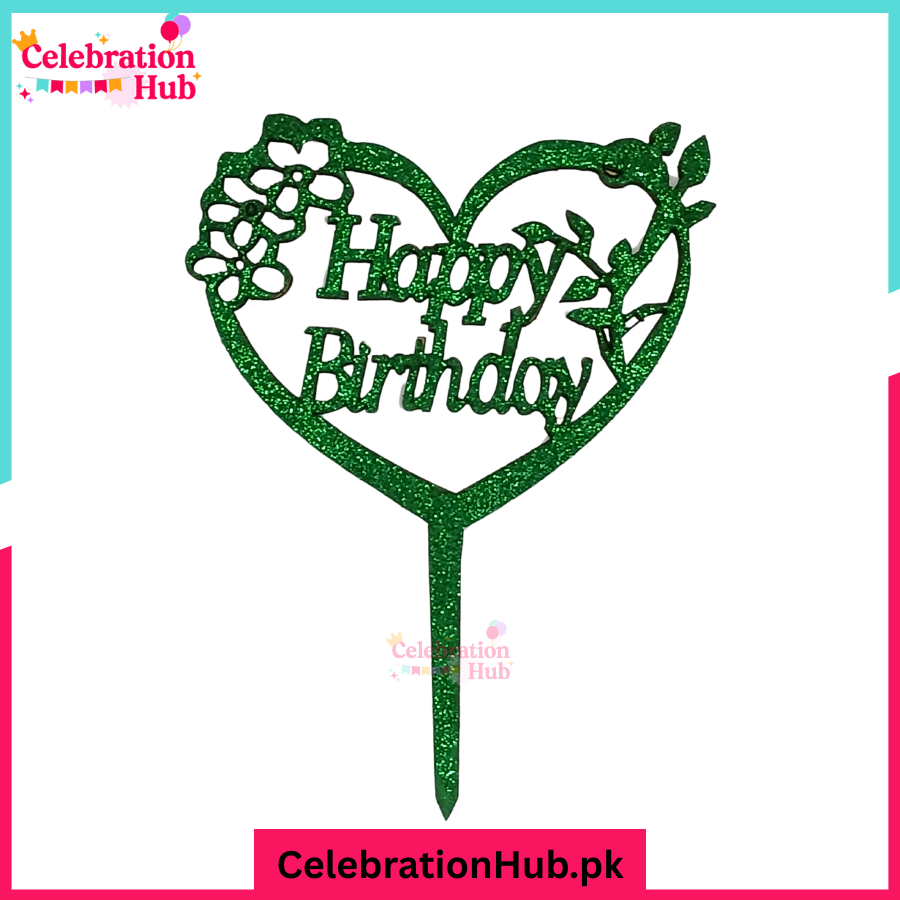 Happy Birthday Glitter Cake Topper – Party Decoration - D6