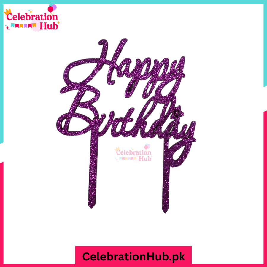 Happy Birthday Glitter Cake Topper – Party Decoration - D2