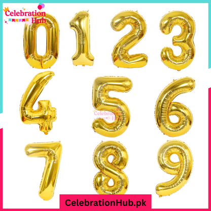 Gold 32 inches Number Foil Balloon for Birthday / Anniversary Party Decoration