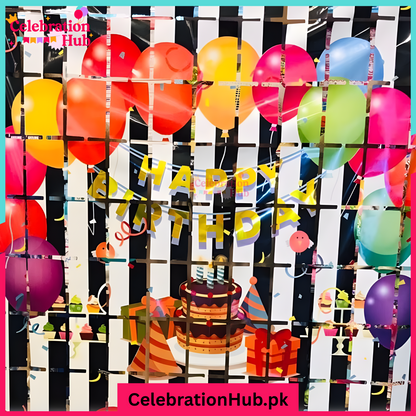 Happy Birthday Printed Fringes / Foil Curtains Best for Back Drop Wall Decoration for Birthday and Parties Celebration