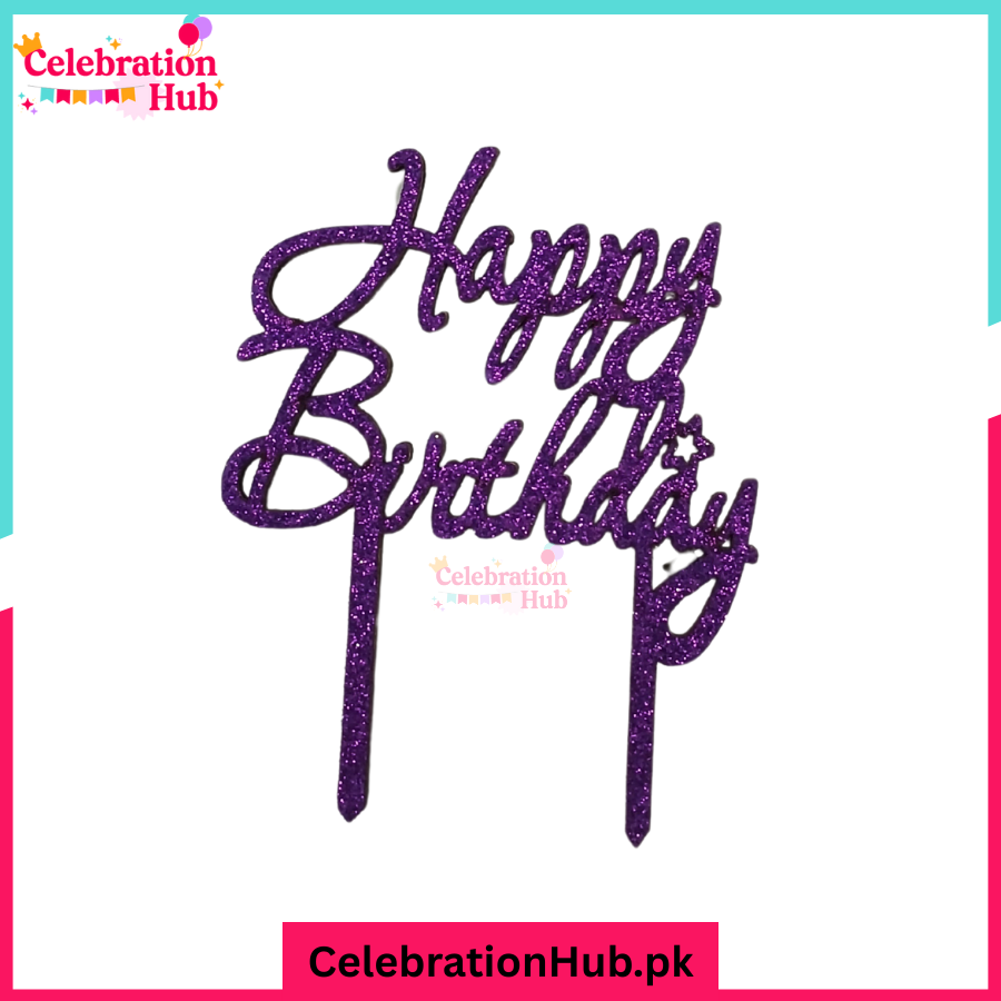 Happy Birthday Glitter Cake Topper – Party Decoration - D2