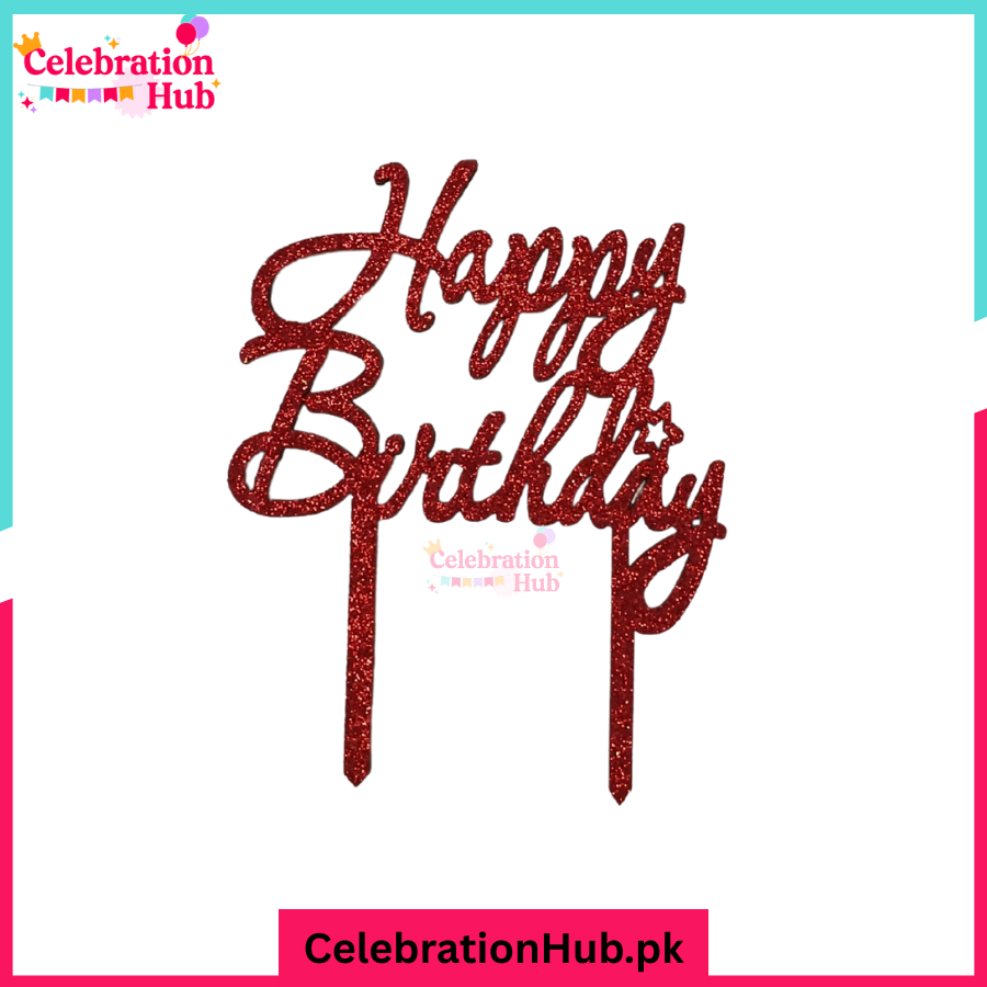Happy Birthday Glitter Cake Topper – Party Decoration - D2