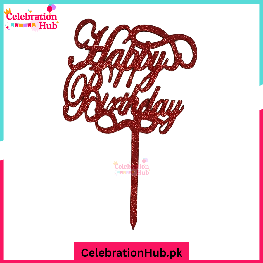 Happy Birthday Glitter Cake Topper – Party Decoration - D3