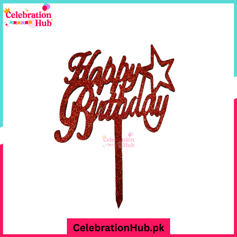 Happy Birthday Glitter Cake Topper – Party Decoration - D1