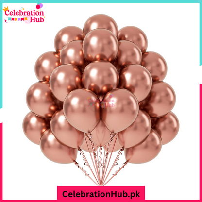 Chrome Metallic Balloons 10" – Assorted Shiny Latex Balloons for Birthday, Wedding & Party Decoration - Pack of 10 and 25