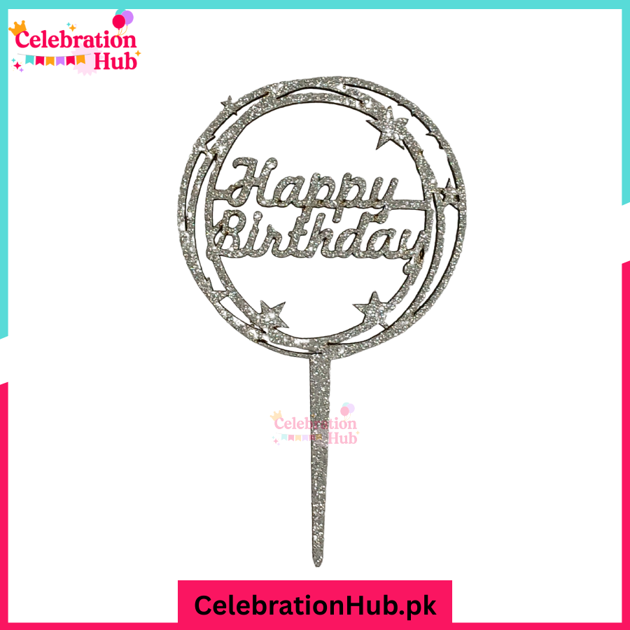 Happy Birthday Glitter Cake Topper – Party Decoration - D5