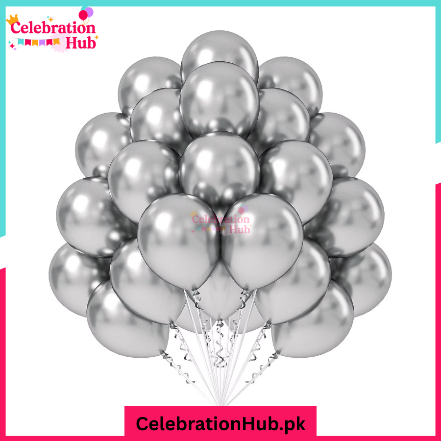 Chrome Metallic Balloons 10" – Assorted Shiny Latex Balloons for Birthday, Wedding & Party Decoration - Pack of 10 and 25